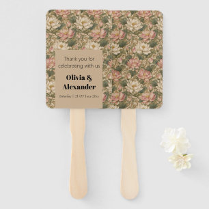 Vintage Water Lotus Botanical Floral Pattern Hand Fan