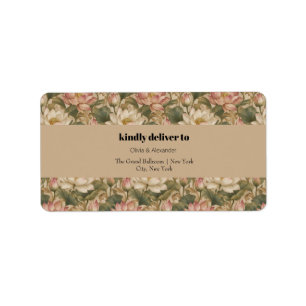 Vintage Water Lotus Botanical Floral Pattern Label