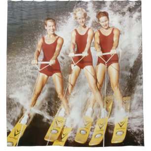 Vintage Water Ski Gals Shower Curtain