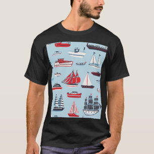 Vintage Water Transport Doodle Pattern T-Shirt