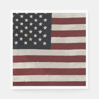 Vintage Watercolor American Flag 4th of July Napkin