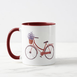 Vintage Watercolor Bicycle with Flowers  Mug