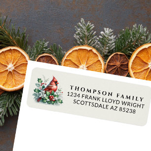 Vintage Watercolor Bird Christmas Return Address Label