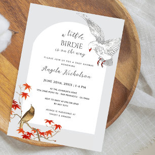 Vintage Watercolor Birdie On The Way Baby Shower Invitation