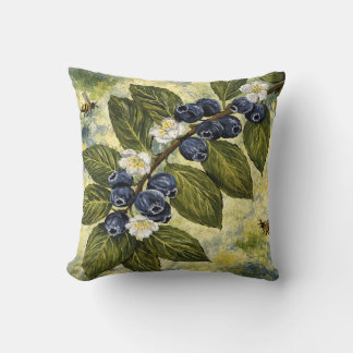Vintage Watercolor Blueberry Botanical Pillowcase Cushion