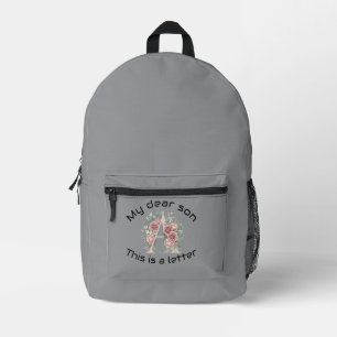 Vintage Watercolor Blush Rose Floral Monogram Lett Printed Backpack