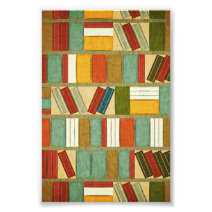 Vintage Watercolor Bookshelf Photo Print