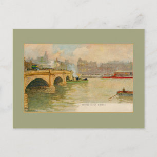 Vintage watercolor Broomielaw bridge Glasgow Postcard