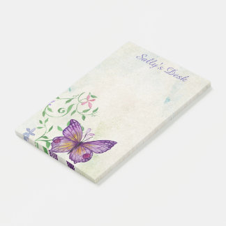 Vintage Watercolor Butterfly Personalised Post-it Notes