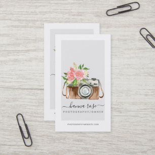 Vintage Watercolor Camera Business Cards