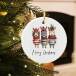 Vintage Watercolor Christmas Animals Ceramic Ornament<br><div class="desc">Transform your holiday designs into a cosy winter wonderland with these vintage watercolor Christmas animals! These high-resolution PNG illustrations come with transparent backgrounds, making them the perfect addition to your festive projectsGet ready to infuse the holiday spirit into your products, especially if you're selling on Zazzle. Our collection features anthropomorphic...</div>