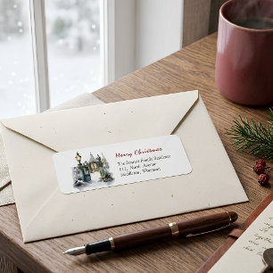 Vintage Watercolor Christmas Gate Return Address Label