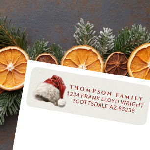 Vintage Watercolor Christmas Hat Return Address Return Address Label