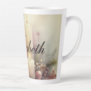 Vintage Watercolor Christmas Lantern and Ornaments Latte Mug