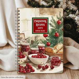 Vintage Watercolor Christmas Recipe Organiser Notebook