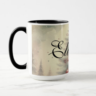 Vintage Watercolor Christmas Tree and Ornaments Mug