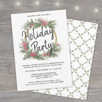 Vintage Watercolor Christmas Wreath Holiday Party