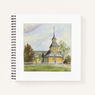 Vintage Watercolor Church in Finland Notebook