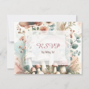 Vintage Watercolor Cottage Core Wedding RSVP Invitation