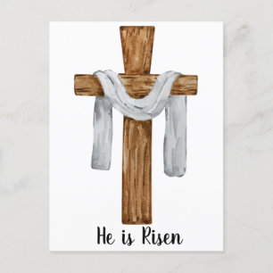 Vintage Watercolor Cross Easter Holiday Postcard