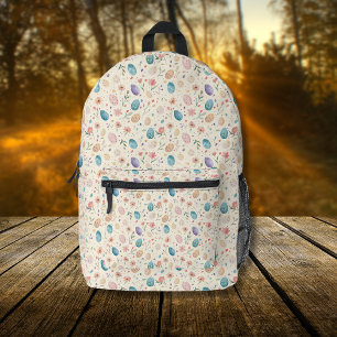 Vintage Watercolor Easter Flowers Leaves Eggs Printed Backpack