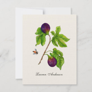 Vintage Watercolor Fig flat Thank You Card
