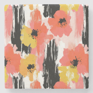 Vintage Watercolor Floral Abstract Pattern (12) Stone Coaster