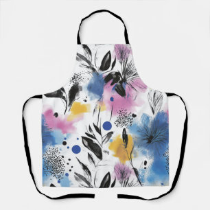 Vintage Watercolor Floral Abstract Pattern (13) Apron