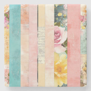 Vintage Watercolor Floral Abstract Pattern (17) Stone Coaster