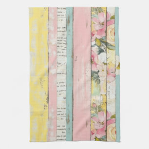 Vintage Watercolor Floral Abstract Pattern (19) Tea Towel