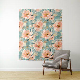 Vintage Watercolor Floral Abstract Pattern (1) Tapestry