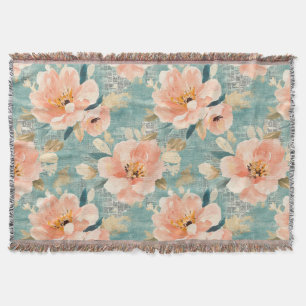 Vintage Watercolor Floral Abstract Pattern (1) Throw Blanket