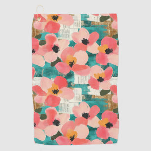 Vintage Watercolor Floral Abstract Pattern (4) Golf Towel