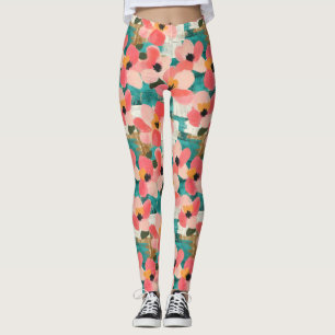Vintage Watercolor Floral Abstract Pattern (4) Leggings