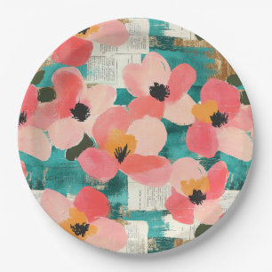 Vintage Watercolor Floral Abstract Pattern (4) Paper Plate