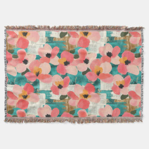 Vintage Watercolor Floral Abstract Pattern (4) Throw Blanket
