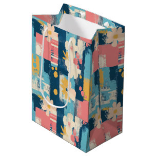 Vintage Watercolor Floral Abstract Pattern (5) Medium Gift Bag