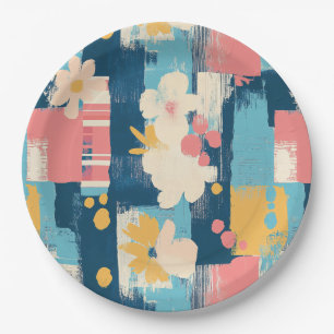 Vintage Watercolor Floral Abstract Pattern (5) Paper Plate