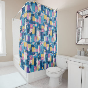 Vintage Watercolor Floral Abstract Pattern (6) Shower Curtain