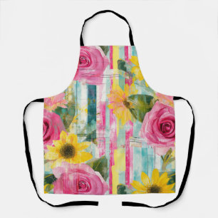 Vintage Watercolor Floral Abstract Pattern (7) Apron