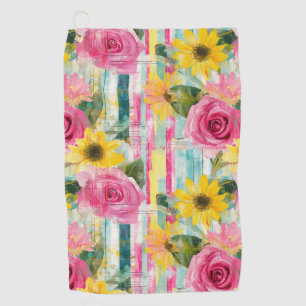 Vintage Watercolor Floral Abstract Pattern (7) Golf Towel