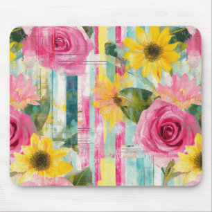 Vintage Watercolor Floral Abstract Pattern (7) Mouse Pad