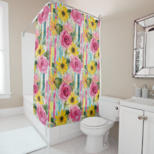 Vintage Watercolor Floral Abstract Pattern (7) Shower Curtain