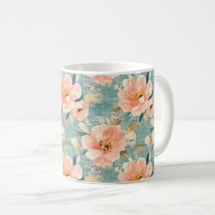 Vintage Watercolor Floral Abstract Pattern Coffee Mug