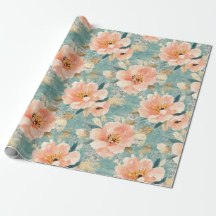 Vintage Watercolor Floral Abstract Pattern Wrapping Paper