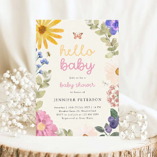 Vintage Watercolor Floral Baby Shower Invitation