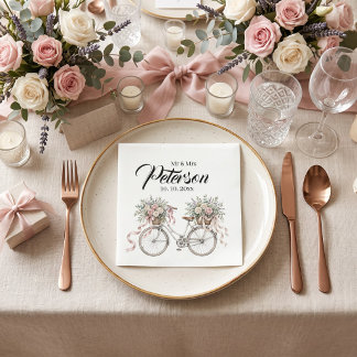 Vintage Watercolor floral bicycle Napkin