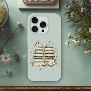 Vintage Watercolor Floral Books Custom iPhone 15 Pro Case