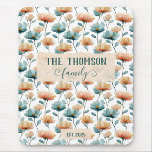 Vintage Watercolor Floral Family Heritage Mouse Pad