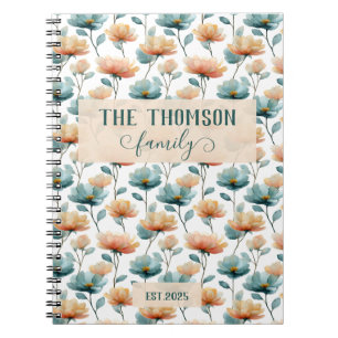 Vintage Watercolor Floral Family Heritage Notebook